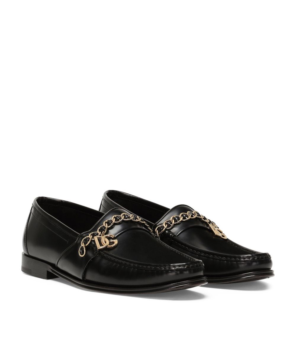 Dolce & Gabbana Dolce & Gabbana Leather DG Chain Loafers