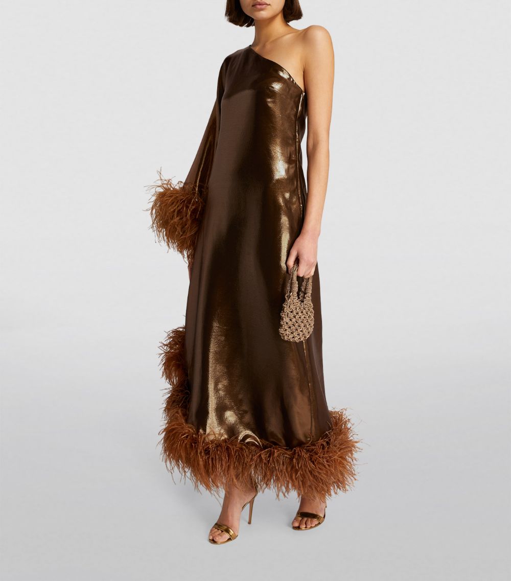 Taller Marmo Taller Marmo Feather-Trim Ubud Fantasma Maxi Dress