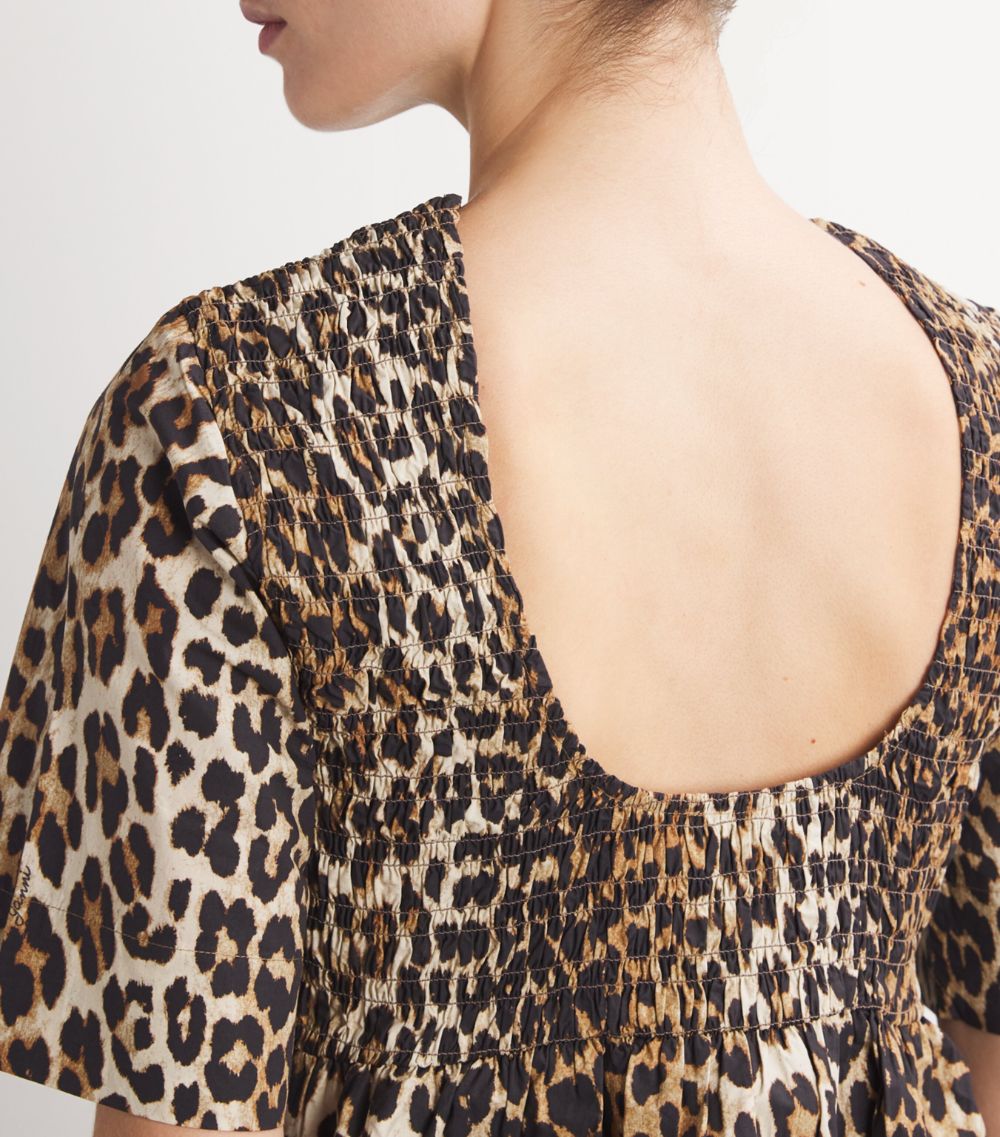 Ganni Ganni Cotton Leopard Print Blouse