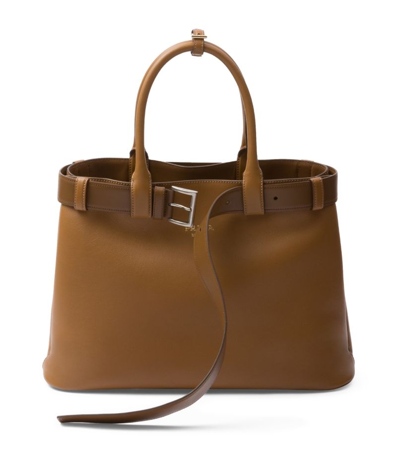 Prada Prada Large Leather Buckle Tote Bag