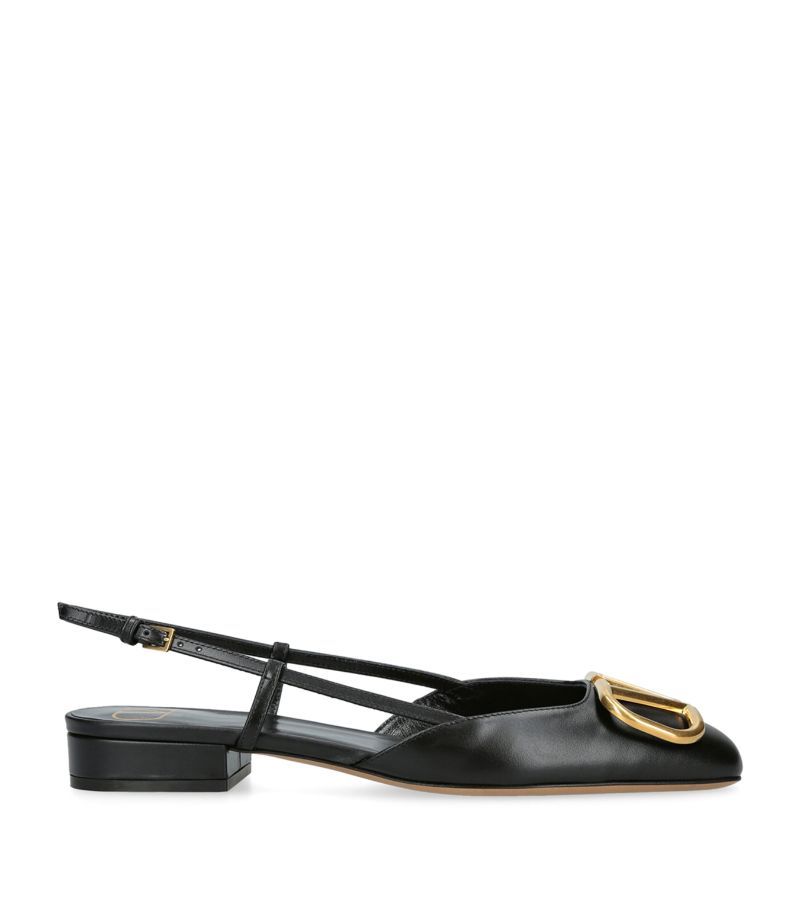 VALENTINO GARAVANI Valentino Garavani Leather Vlogo Slingback Flats