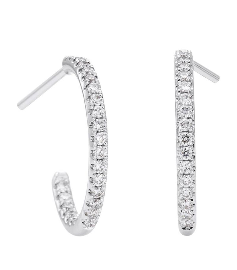 De Beers Jewellers De Beers Jewellers White Gold And Diamond Micropavé Hoop Earrings