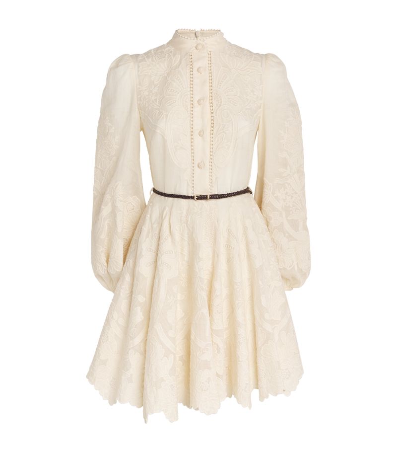 Zimmermann Zimmermann Linen Embroidered Ottie Mini Dress