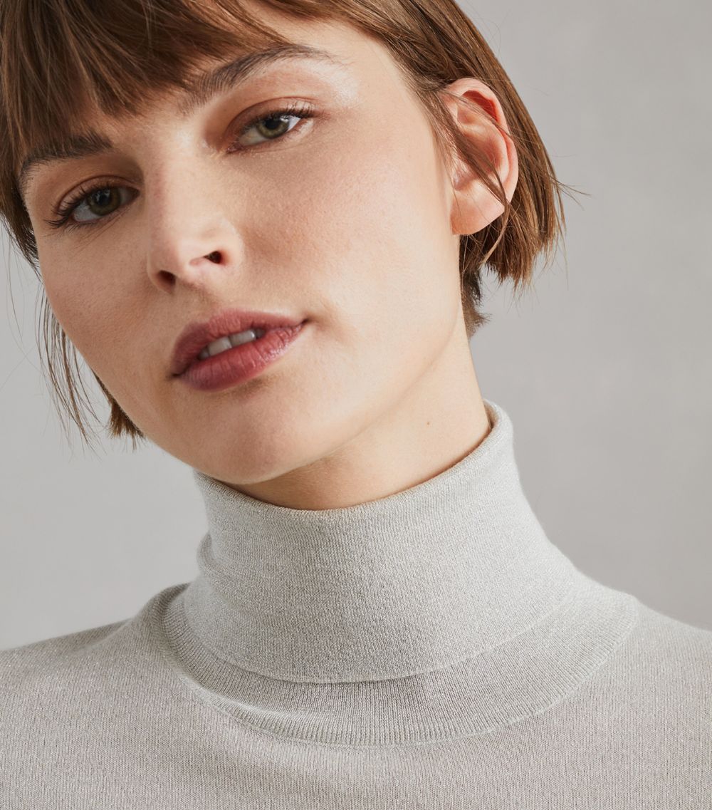 Brunello Cucinelli Brunello Cucinelli Cashmere-Silk Glitter Turtleneck Sweater