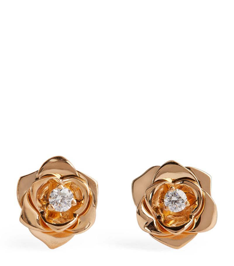 Piaget Piaget Rose Gold And Diamond Rose Earrings