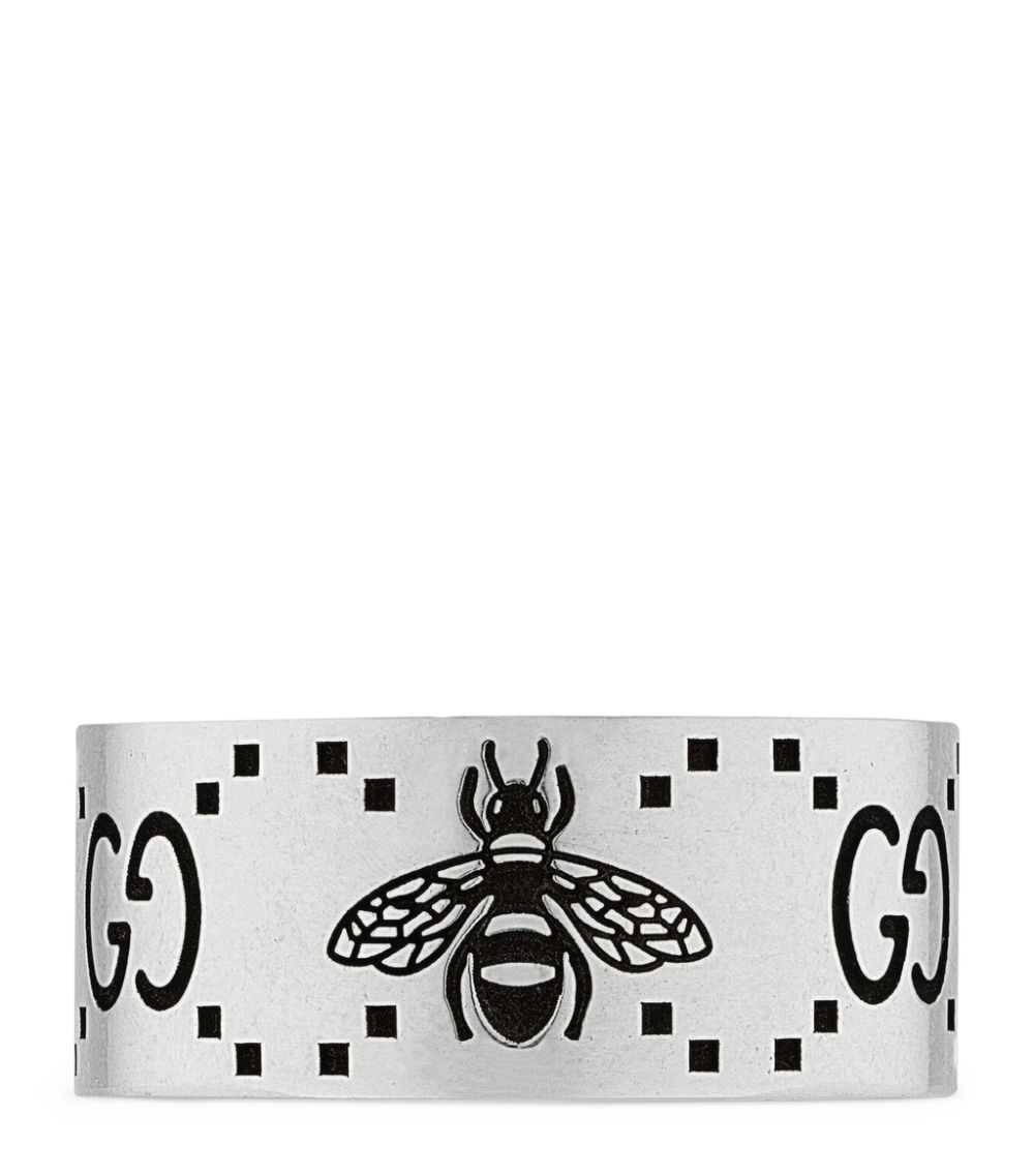 Gucci Gucci Sterling Silver Engraved Bee Ring