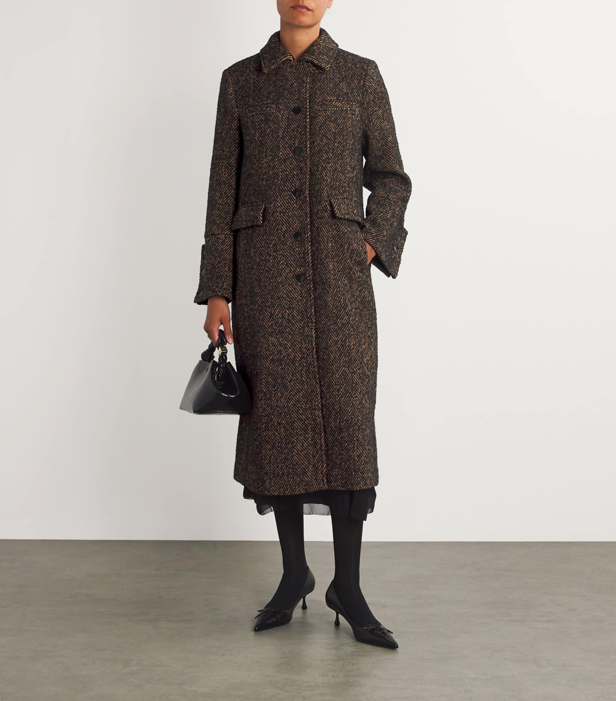 Ganni Ganni Herringbone Overcoat