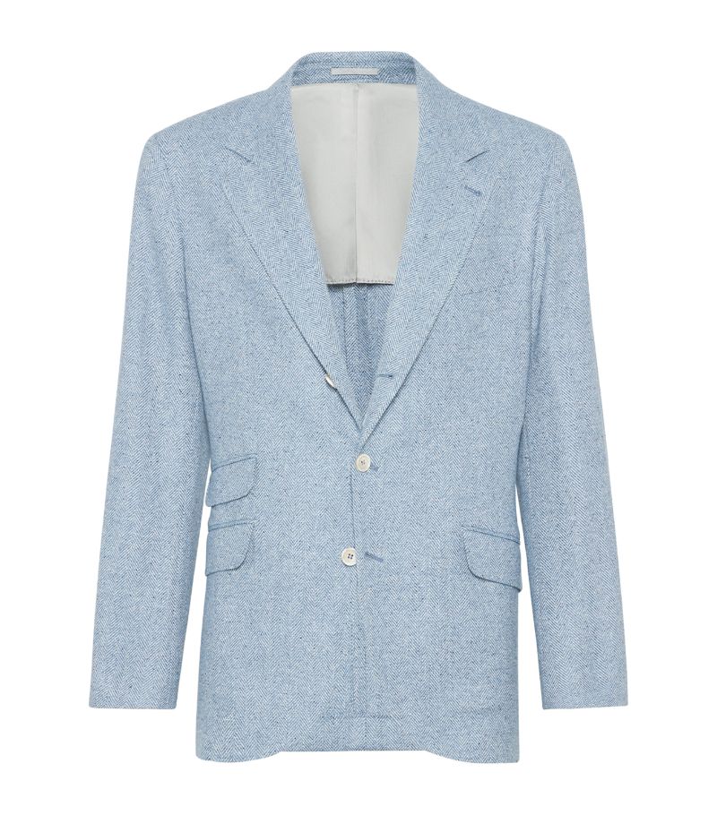 Brunello Cucinelli Brunello Cucinelli Wool-Blend Herringbone Blazer