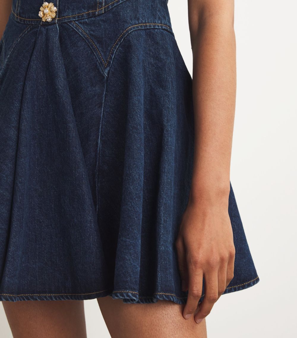 Self-Portrait Self-Portrait Denim Skater Mini Dress