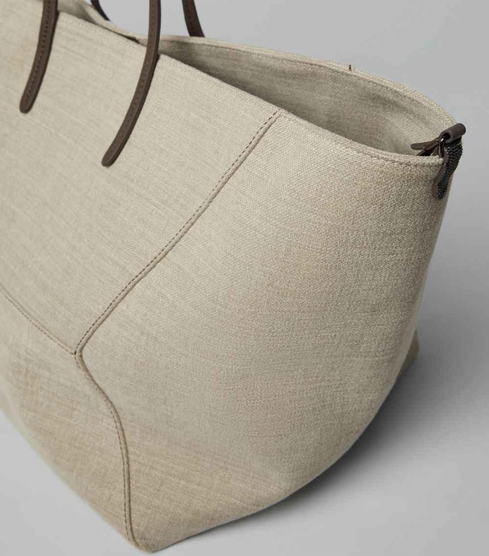 Brunello Cucinelli Brunello Cucinelli Cotton-Linen Monili Shopper Bag