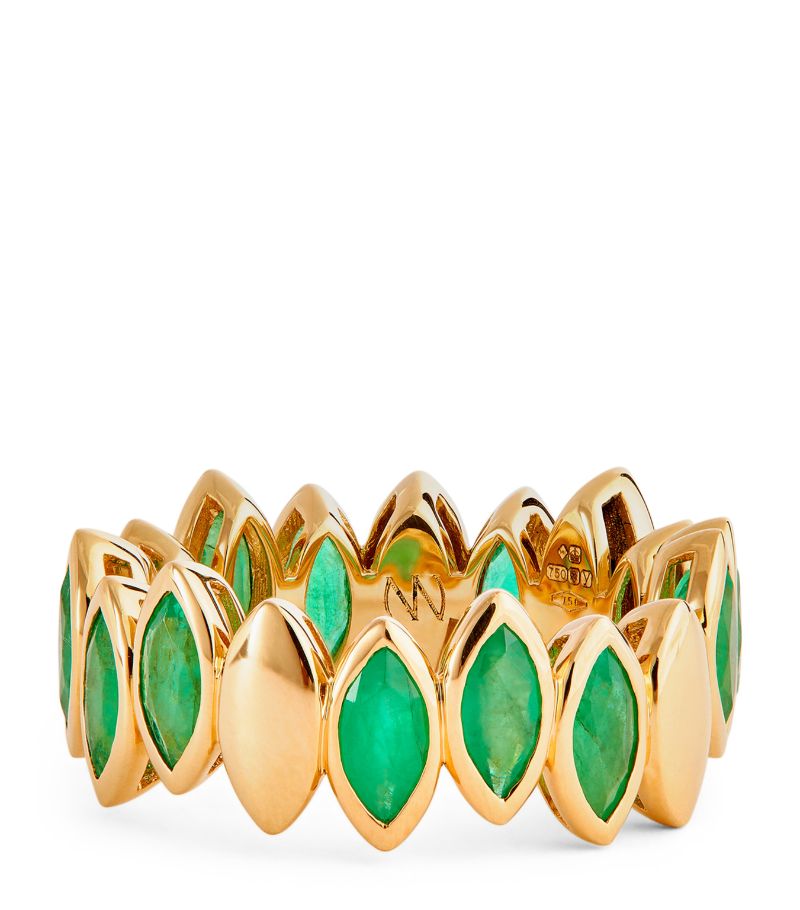 Netali Nissim Netali Nissim Yellow Gold And Emerald Navette Ring
