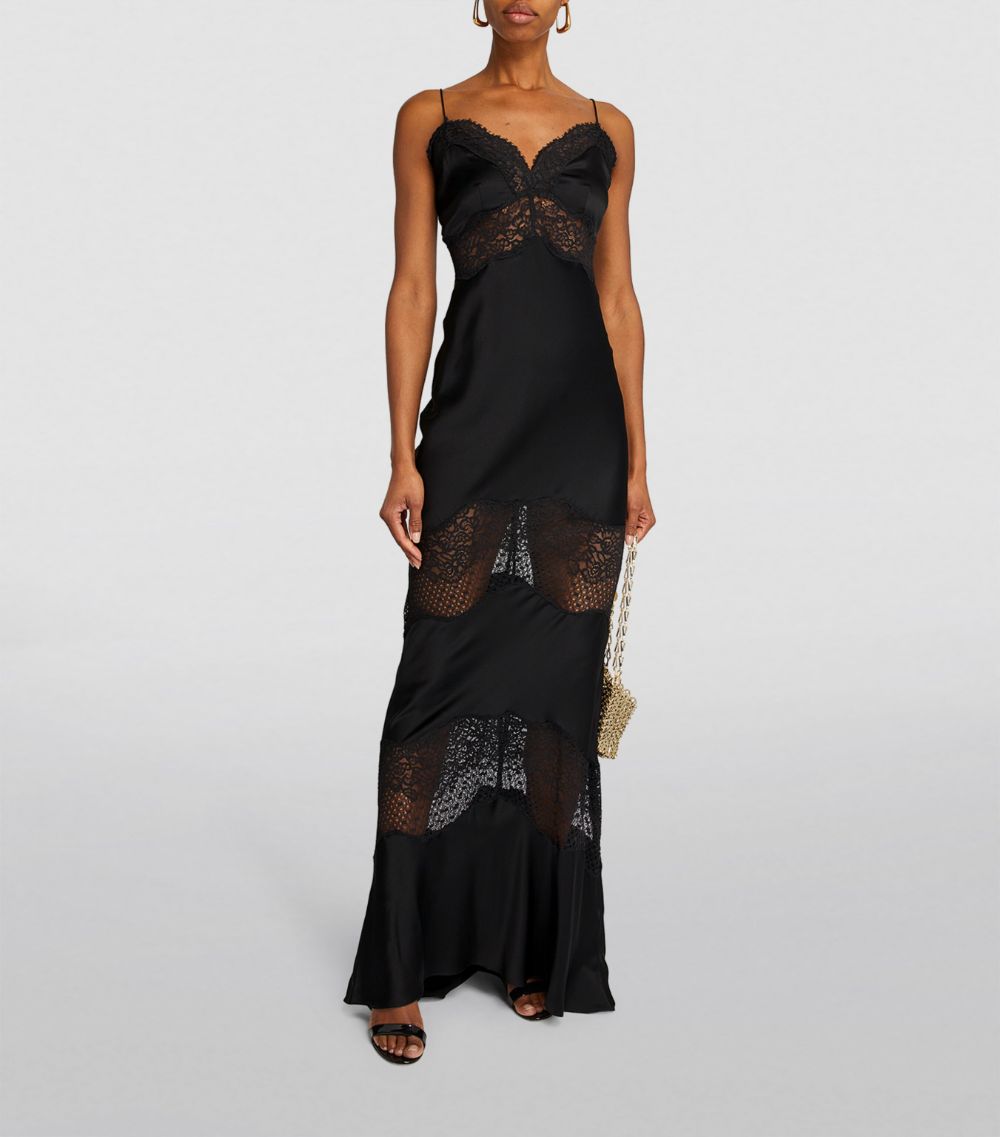  Rebecca Vallance Silk Lace-Trim Larisa Maxi Dress