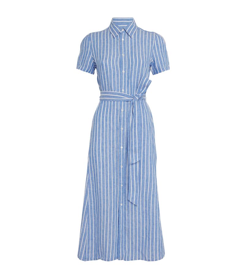 Polo Ralph Lauren Polo Ralph Lauren Linen Belted Striped Shirt Dress