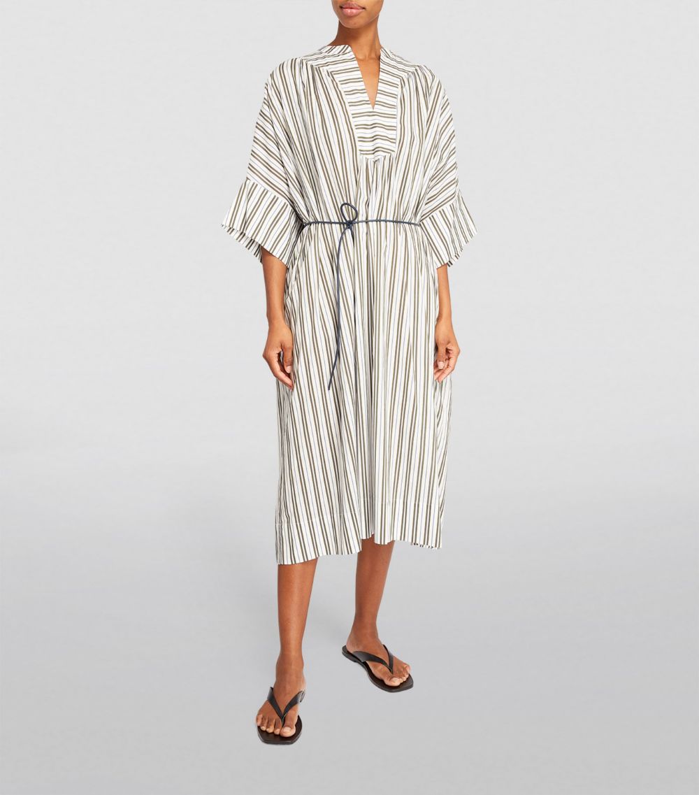 Yves Salomon Yves Salomon Belted Striped Midi Dress