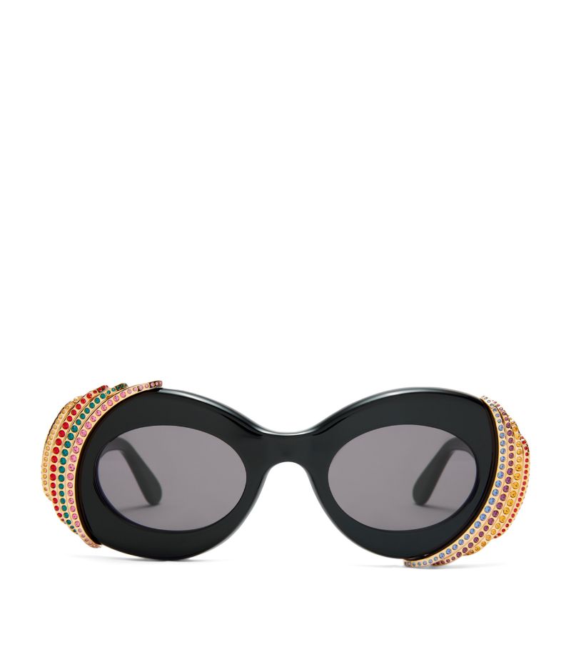 Loewe Loewe X Paula'S Ibiza Crystal Pavé Oval Sunglasses