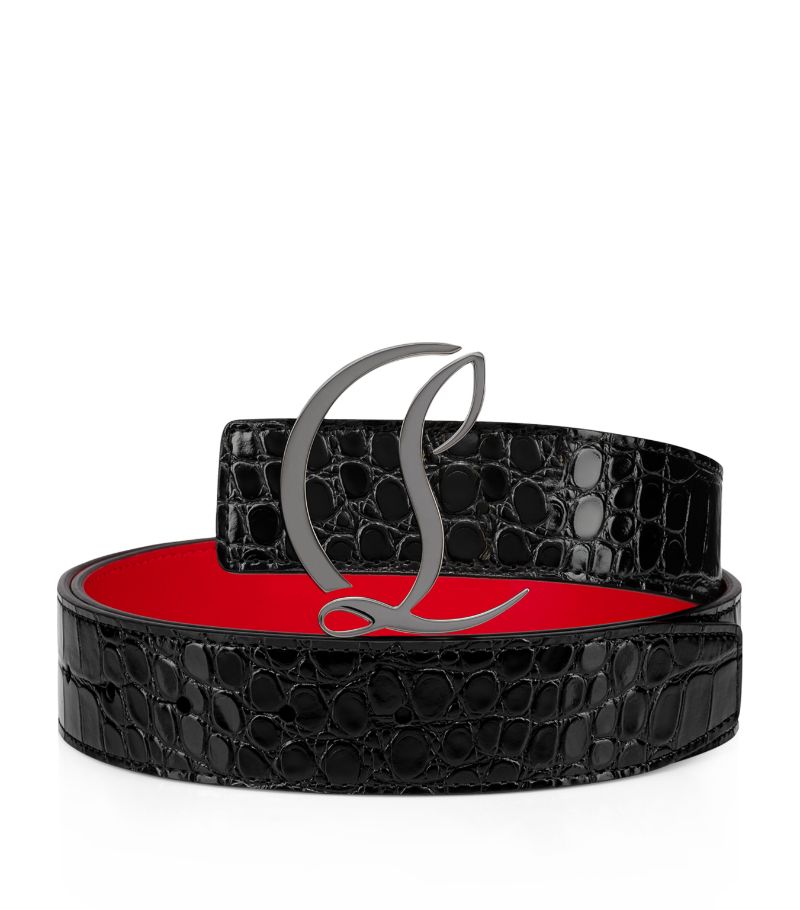 Christian Louboutin Christian Louboutin Cl Logo Croc-Effect Leather Belt