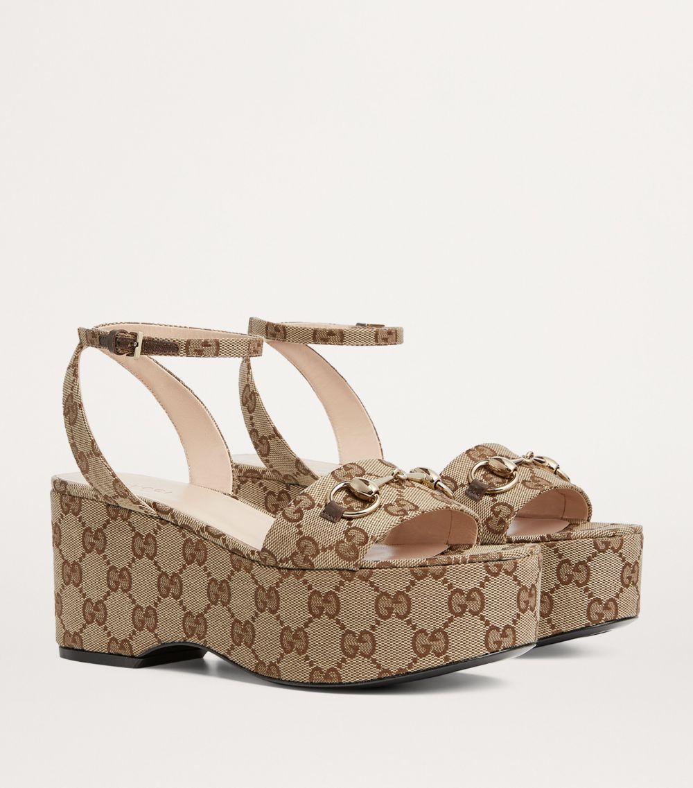 Gucci Gucci Original Gg Canvas Horsebit Flatform Sandals