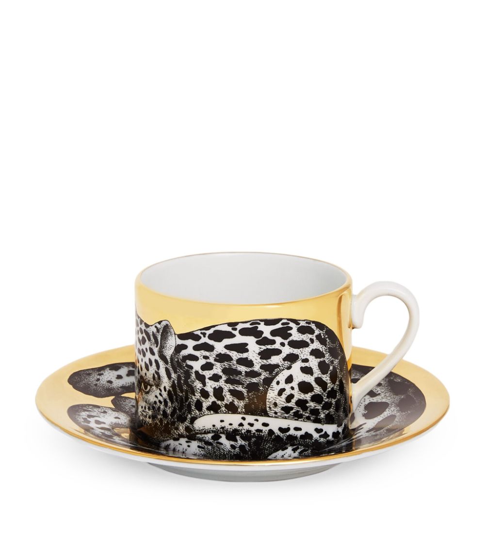 Fornasetti Fornasetti Porcelain High Fidelity Leopardato Teacup and Saucer