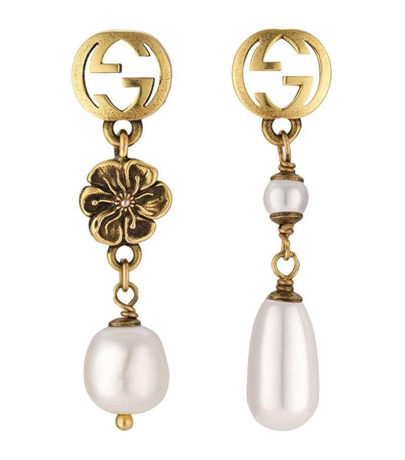 Gucci Gucci Faux Pearl Interlocking G Earrings