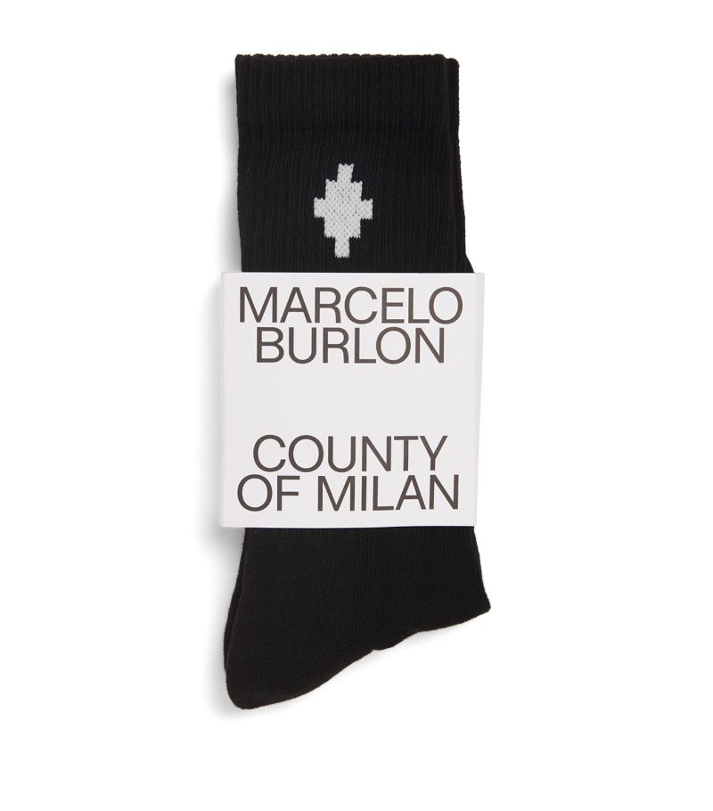  Marcelo Burlon County Of Milan Kids Cotton Sideway-Cross Short Socks