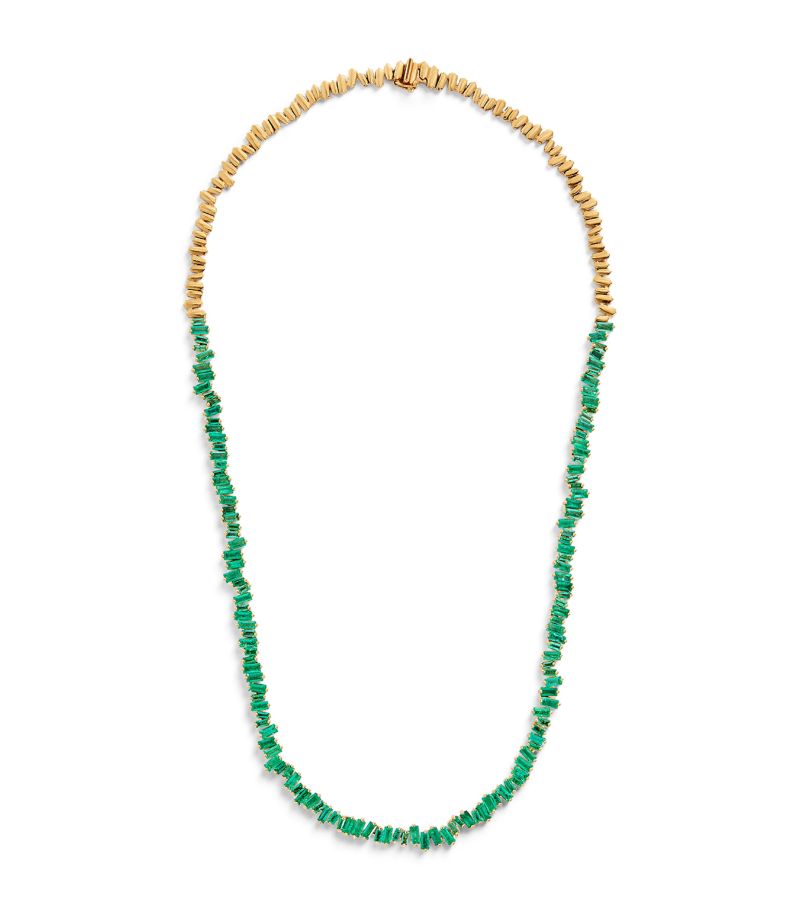 Suzanne Kalan Suzanne Kalan Yellow Gold And Emerald Bold Tennis Necklace