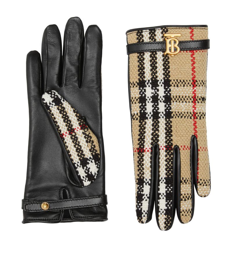 Burberry Burberry Vintage Check Leather Gloves