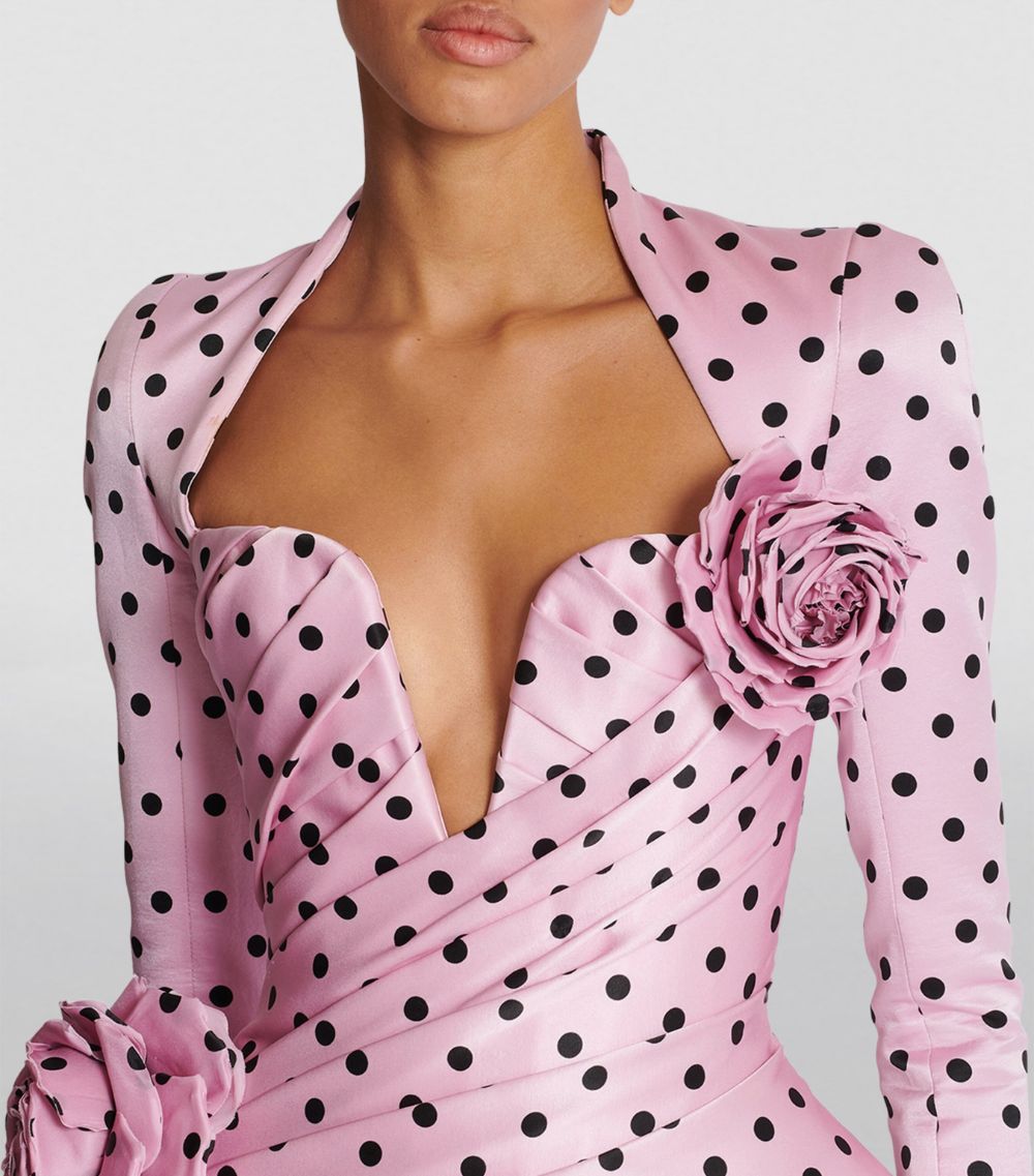 Balmain Balmain Cotton Polka-Dot Rose Mini Dress