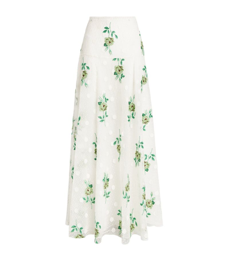 Giambattista Valli Giambattista Valli Floral-Embroidered Macramé Maxi Skirt