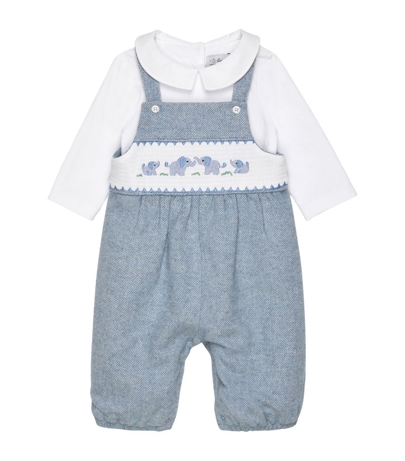 Trotters Trotters Elephant Print Smocked Playsuit (0-9 Months)