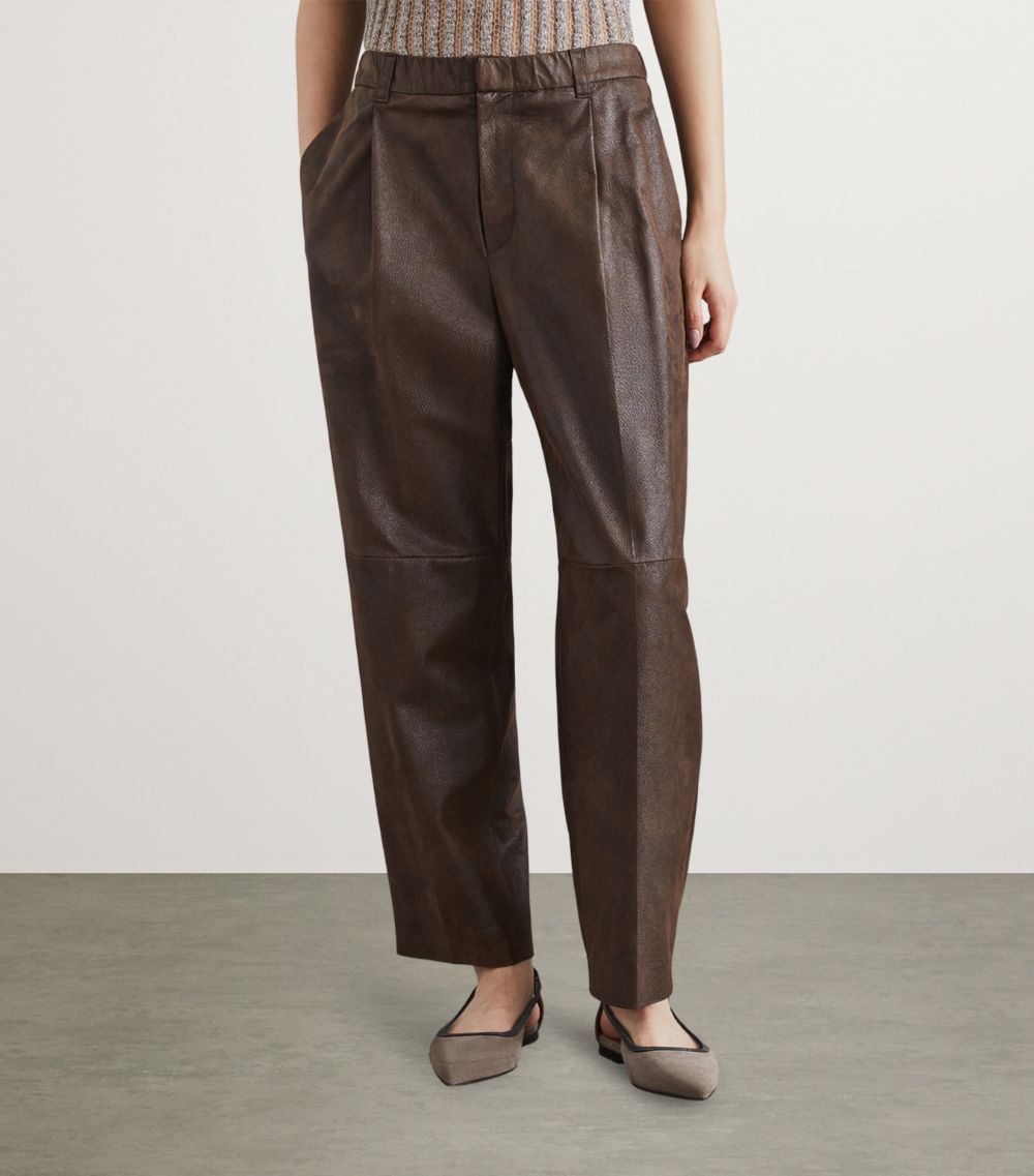 Brunello Cucinelli Brunello Cucinelli Leather Straight Trousers