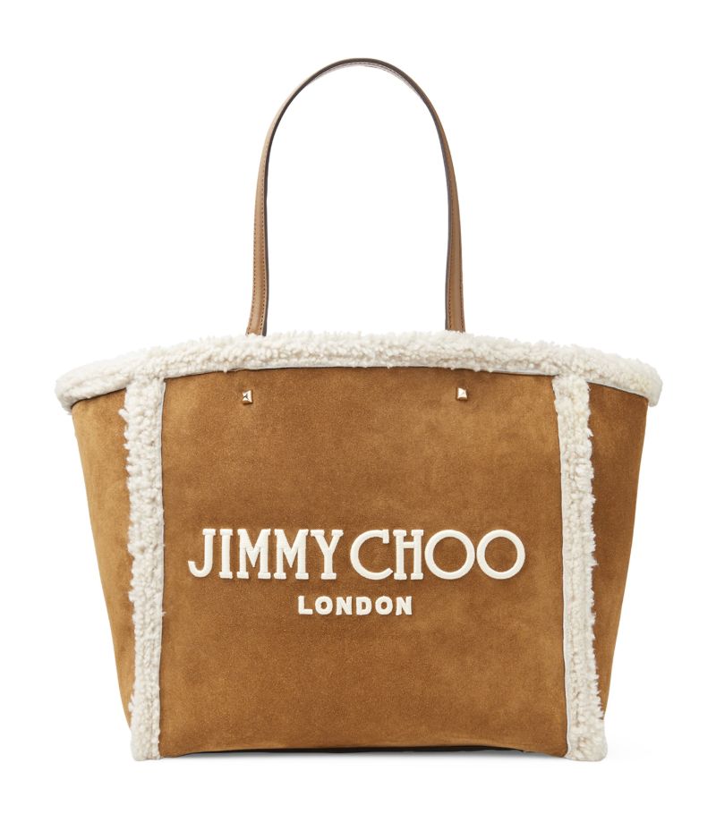 Jimmy Choo Jimmy Choo Leather-Shearling Avenue Tote Bag