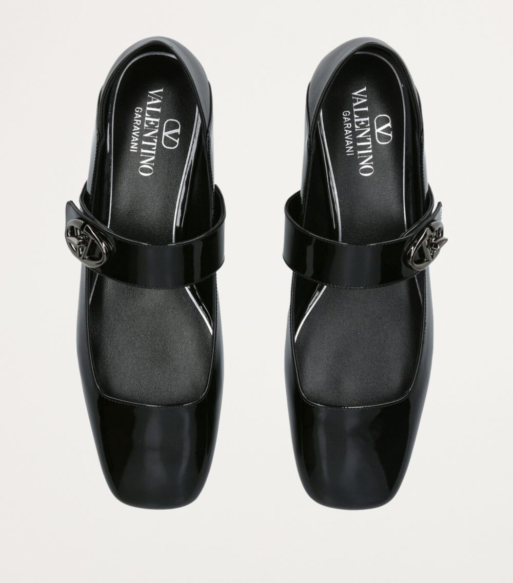 VALENTINO GARAVANI Valentino Garavani Patent Leather Vlogo Locker Ballet Flats