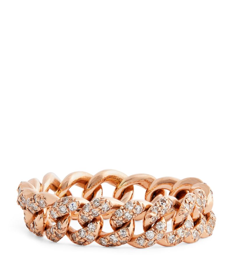 Shay SHAY Rose Gold and Diamond Mini Link Ring