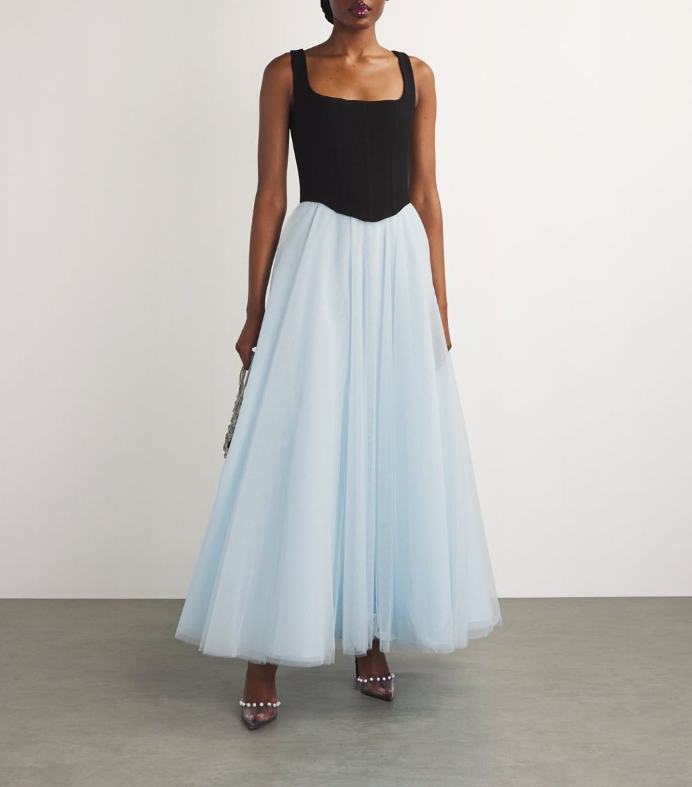 Costarellos Costarellos Tulle-Velvet Bustier Gown