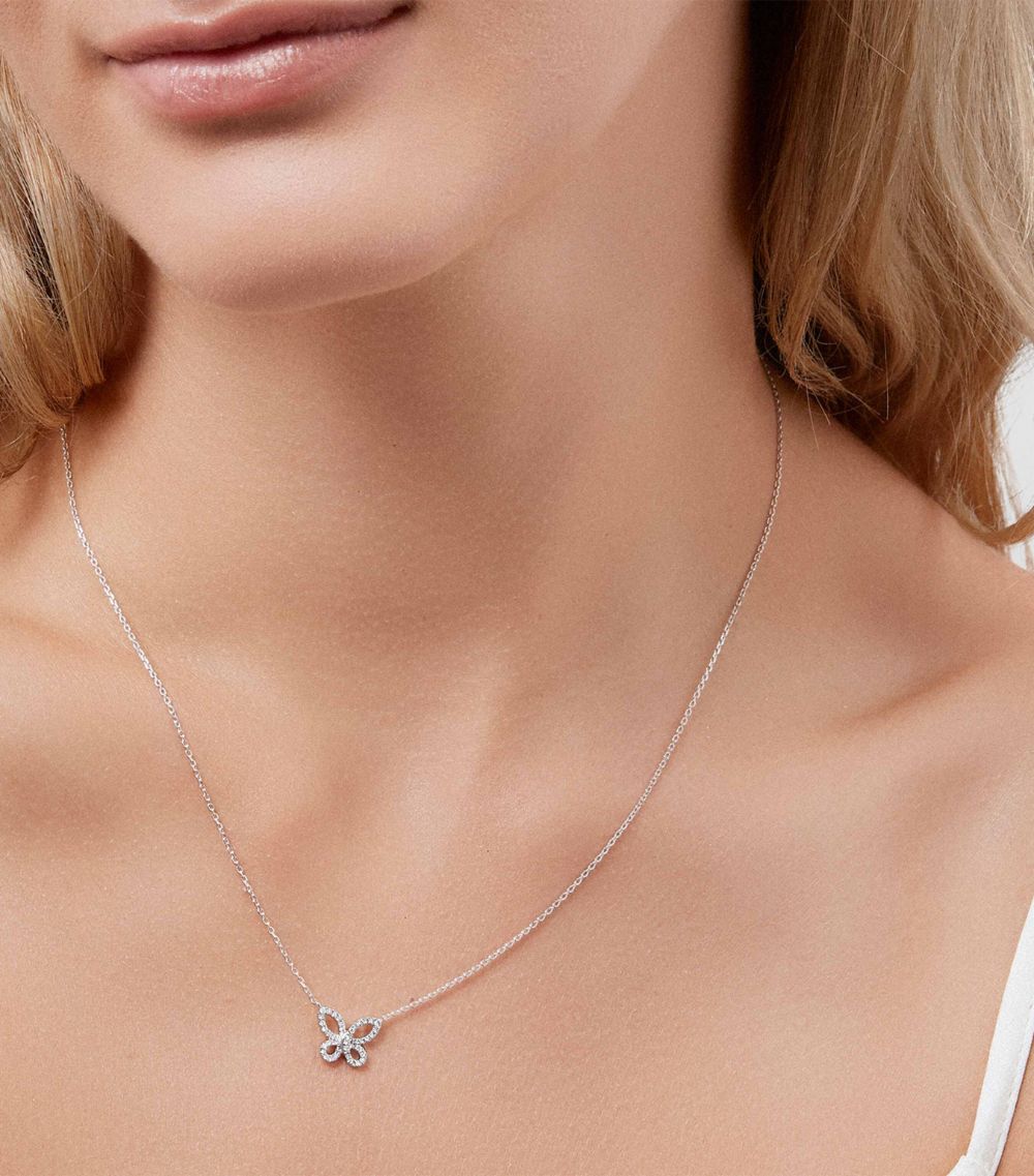 Graff Graff Small White Gold And Diamond Butterfly Necklace