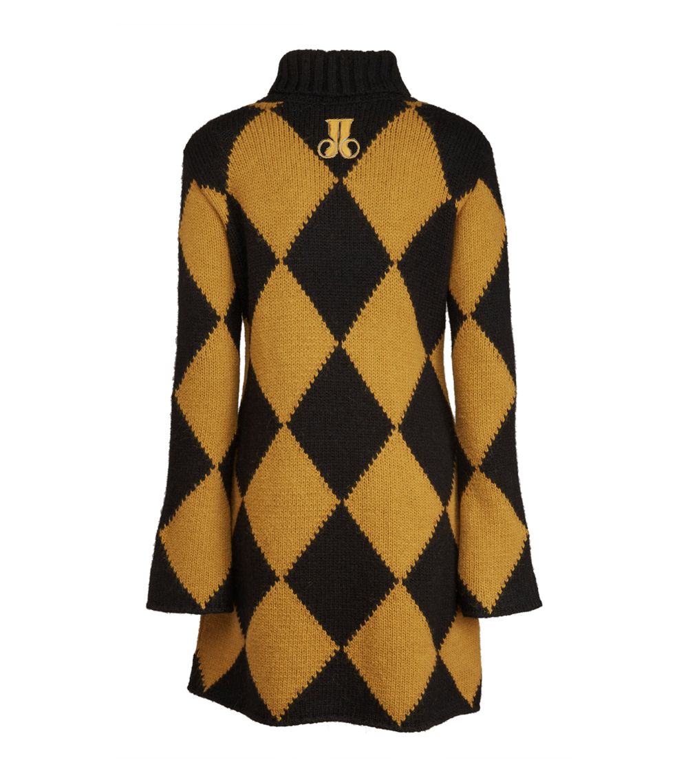 La Doublej La Doublej Knitted Argyle Mini Dress