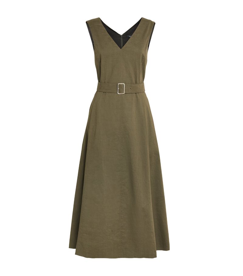 Theory Theory Linen-Blend V-Neck Midi Dress