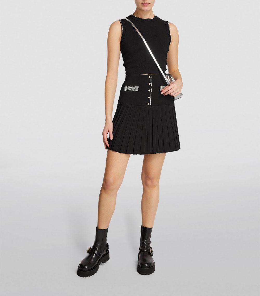  Sandro Bead-Trim Pleated Mini Skirt