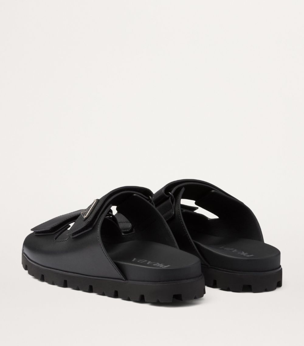 Prada Prada Leather Logo-Plaque Sandals