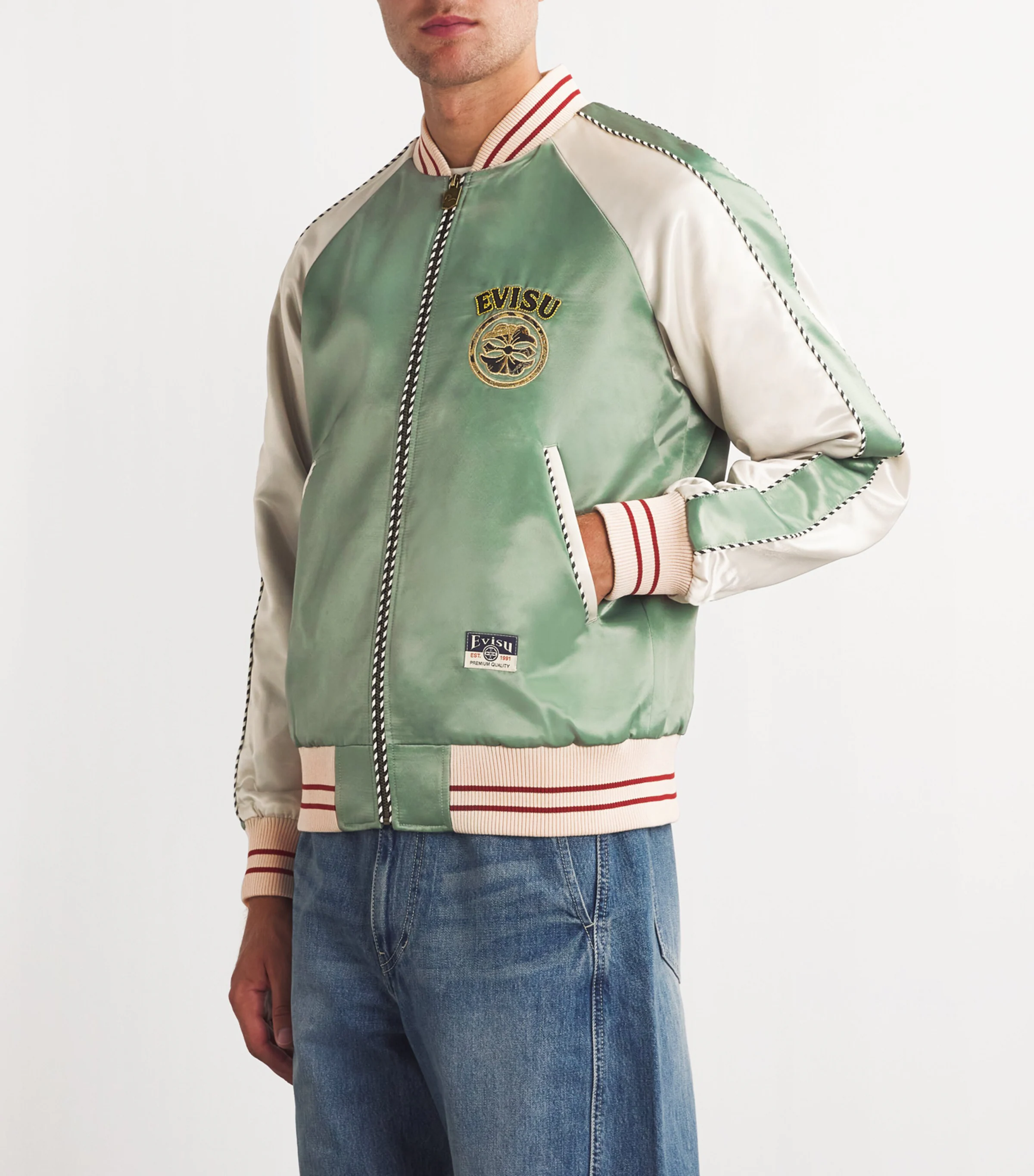 Evisu Evisu Satin Embroidered Bomber Jacket