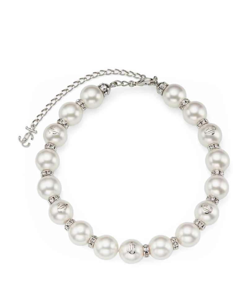 Jimmy Choo Jimmy Choo Crystal-Embellished Pearl Choker