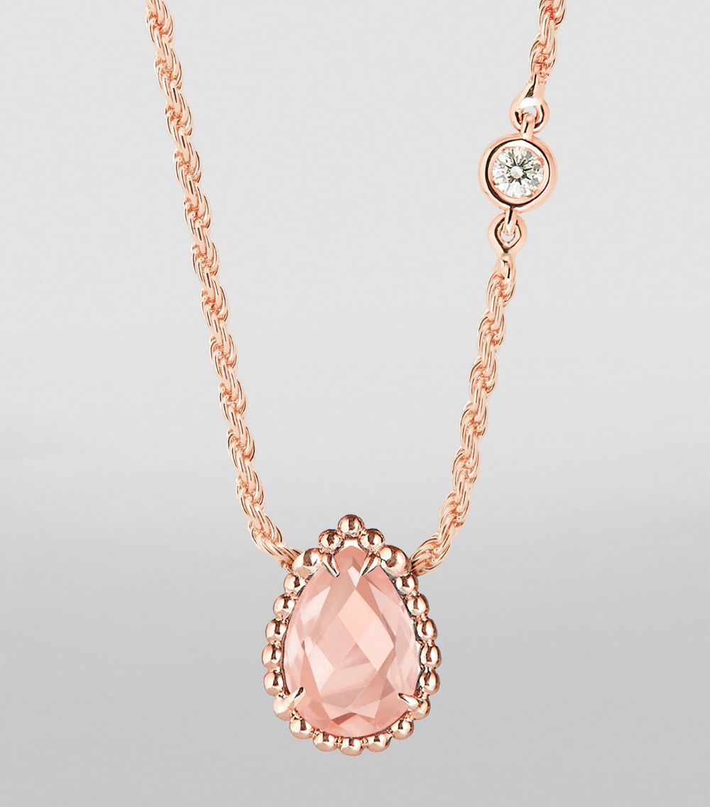 Boucheron Boucheron Rose Gold, Diamond And Pink Quartz Serpent Bohème Necklace