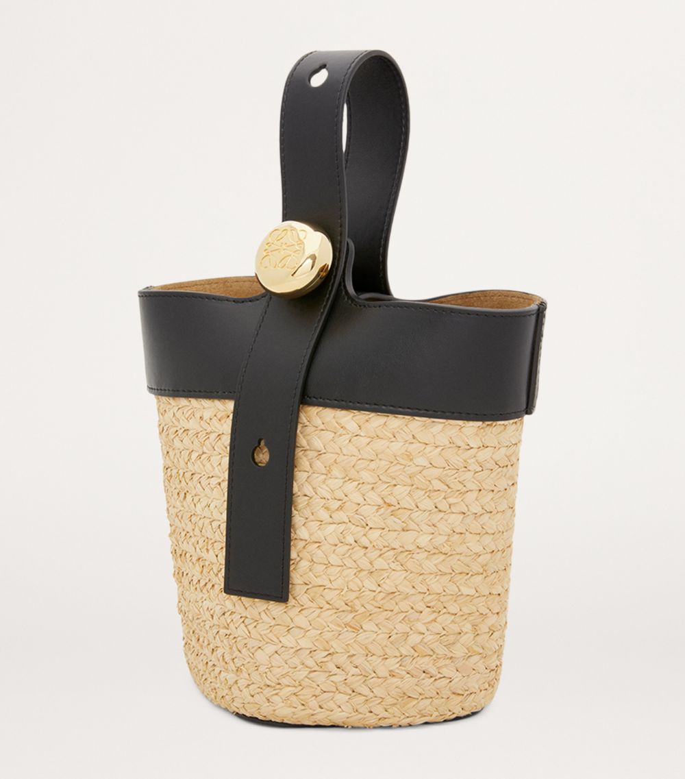 Loewe Loewe Mini Raffia Pebble Bucket Bag