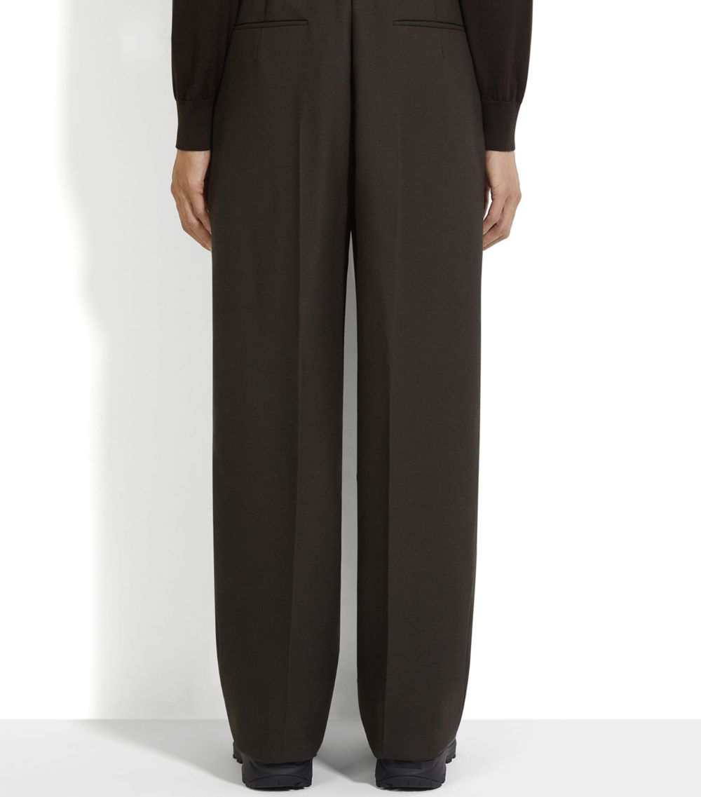 zegna Zegna Wool Wide-Leg Tailored Trousers