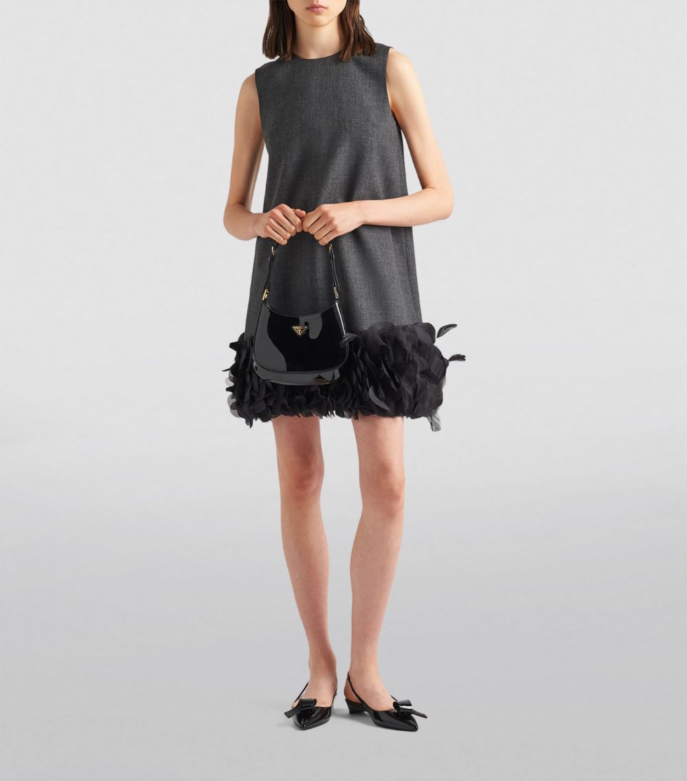 Prada Prada Wool Feather-Trim Swing Dress