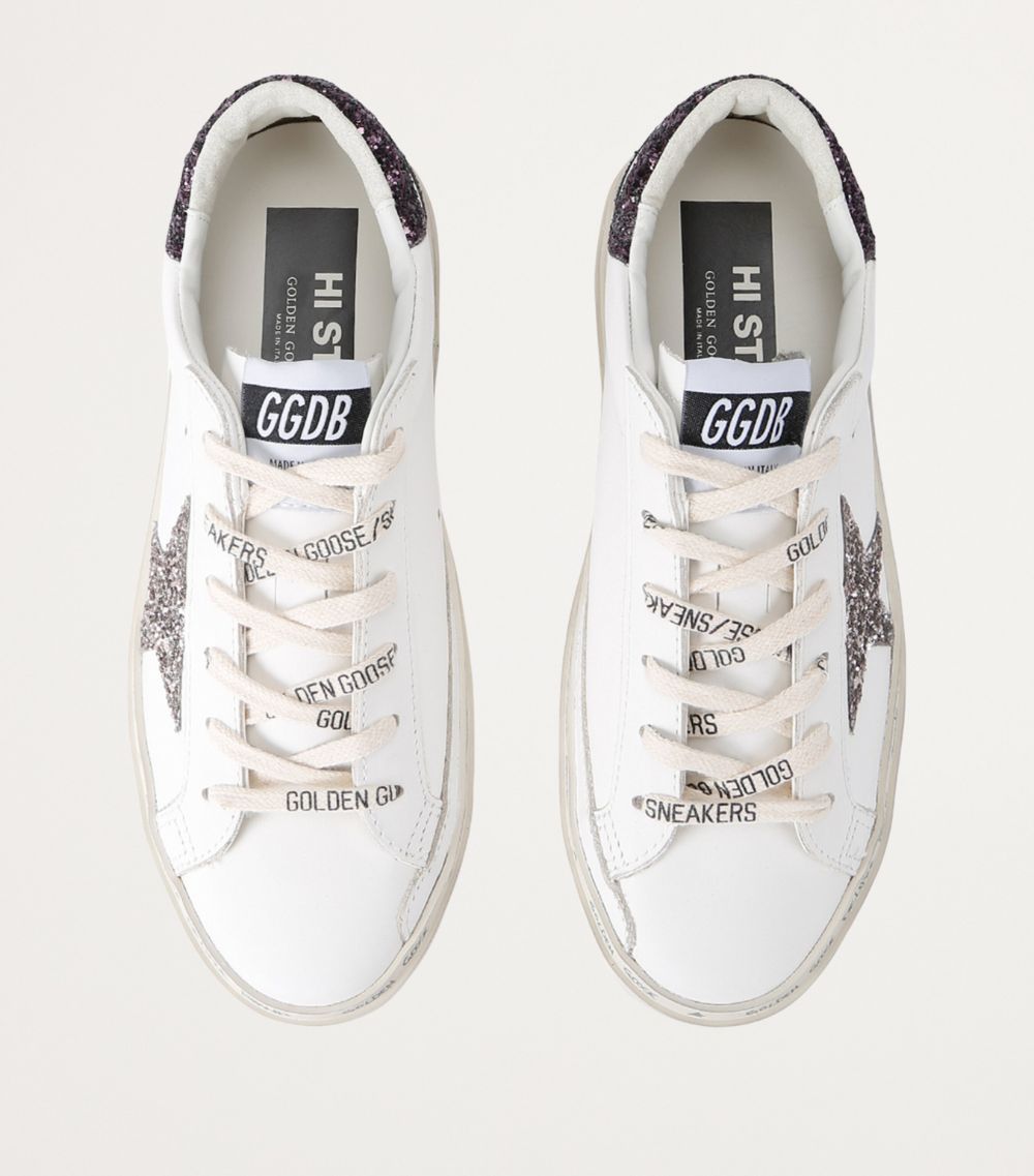 Golden Goose Golden Goose Leather Embellished Hi Star Sneakers