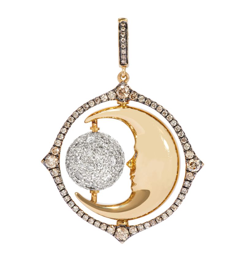 Annoushka Annoushka Mixed Gold And Diamond Mythology Spinning Moon Charm