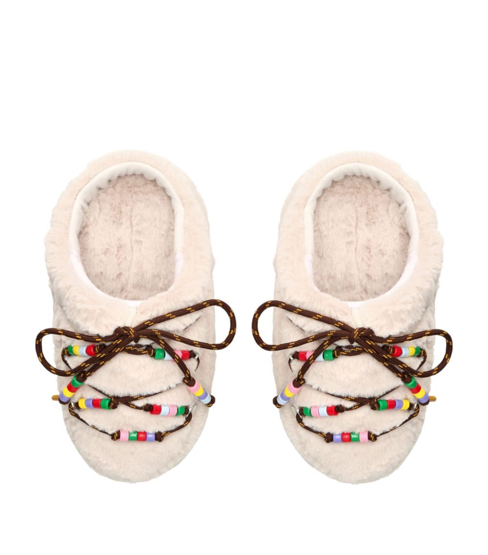 Moon Boot Moon Boot Faux Fur Beaded Mules