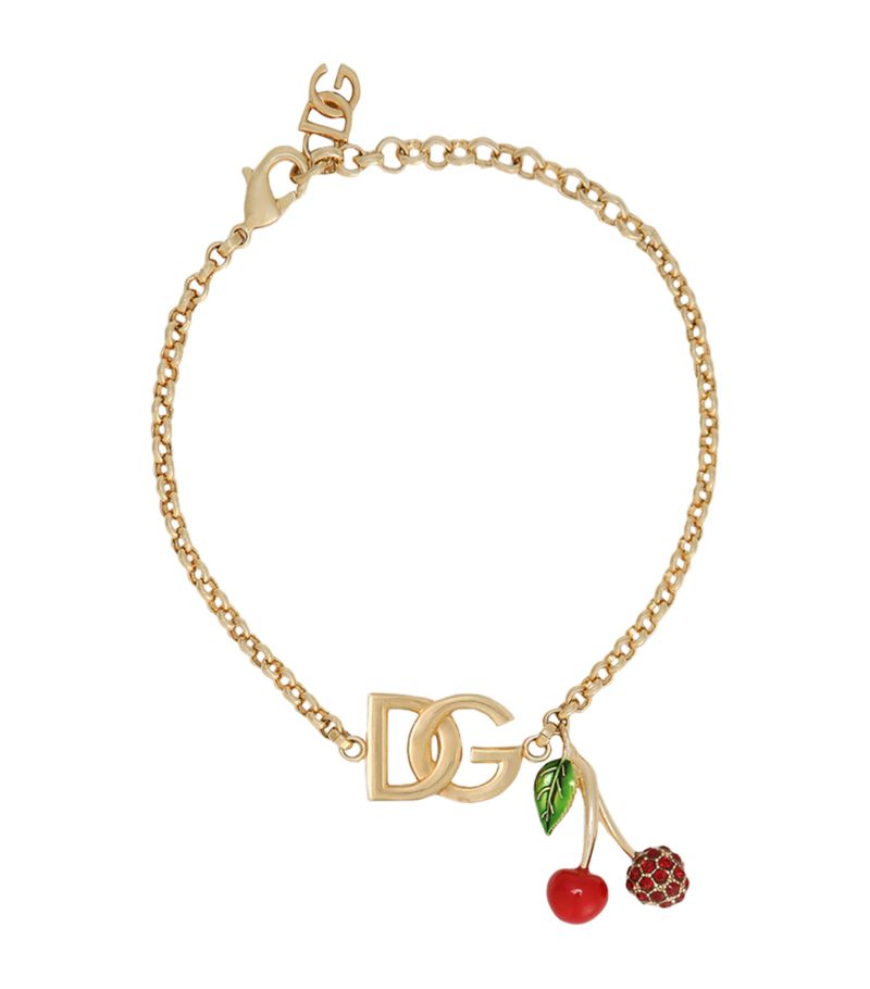 Dolce & Gabbana Dolce & Gabbana Embellished Cherry Logo Bracelet