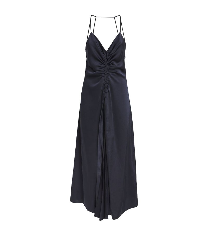  Sandro Satin Asymmetric Maxi Dress